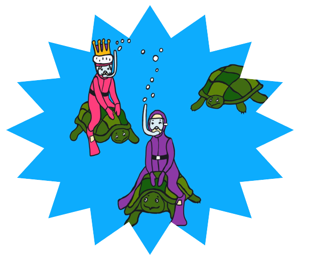 Royals Riding Turtles Under the Sea - Transparent Royals Riding Turtles Under the Sea - Transparent